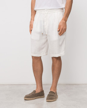 Brunello Cucinelli Ivory linen shorts M243DU0020