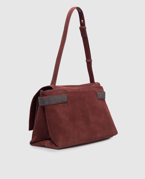 Brunello Cucinelli Burgundy suede bag with monil chain MBDLB2816P