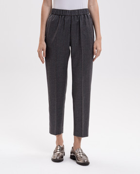 Peserico Gray striped wool pants A0417807504