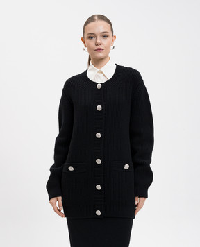 Dolce&Gabbana Black wool cardigan with crystals FXVCDZJDVF0