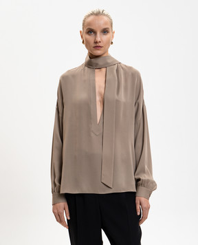Tom Ford Brown silk blouse CA3340FAX1507