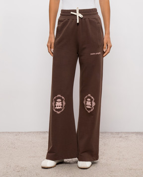 Palm Angels Brown sweatpants with branded print PAWCH001FL001