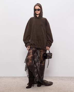 Giuseppe Di Morabito Milano Brown dress-sleeve with lace 07PFDR92116769