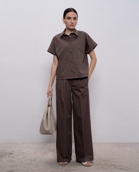Peserico Brown pants with a monil chain A0468301979