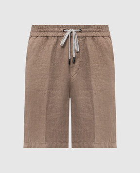 Peserico Brown linen shorts R54235T00D02494