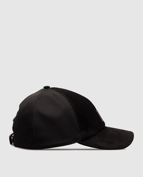 Stefano Ricci Black suede cap with logo patch MCV63SL15BPL001T