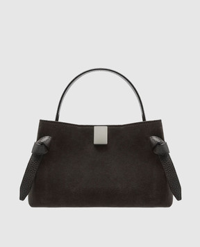 YUZEFI Dark brown suede Gyoza bag GYOZA