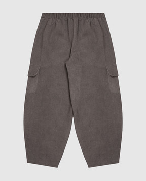 Palm Angels Kids' gray cargo pants with logo pattern F6PAJGPA138