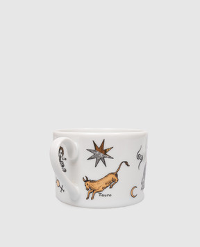 Fornasetti White porcelain tea cup and saucer Astronomici P14Z300