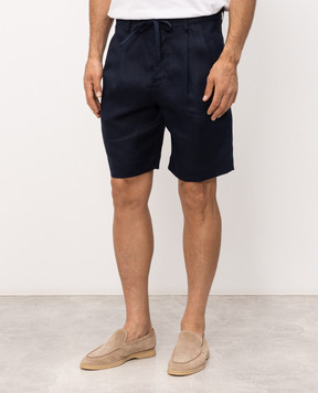 Officina 36 Blue linen shorts 02595A8723