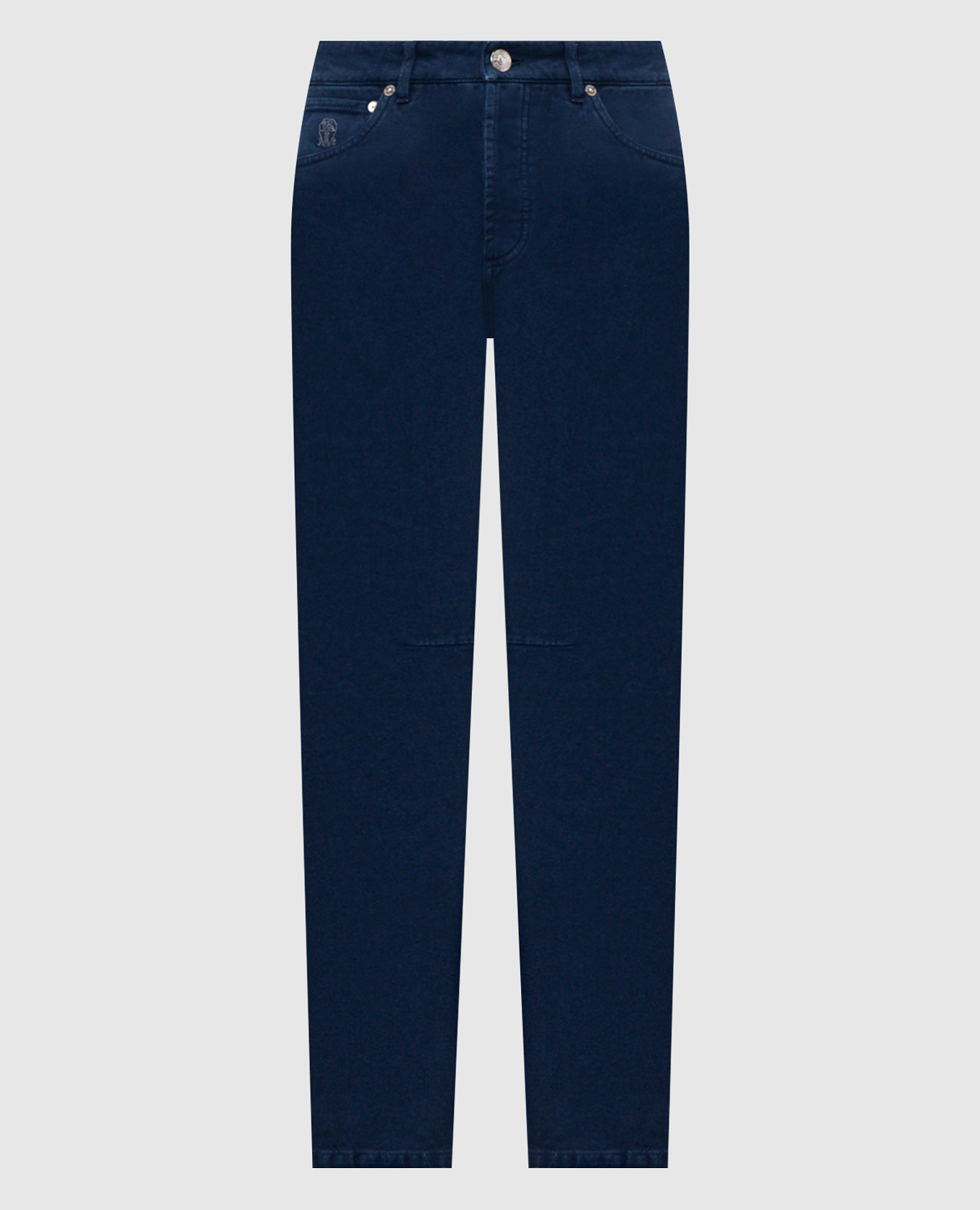 Blue jeans with logo patch