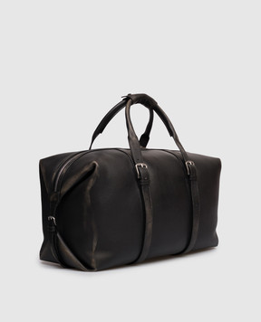 Ann Demeulemeester Terra black leather travel bag with vintage effect B0014184LT192