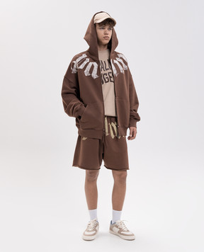 Palm Angels Brown shorts with logo print PAMCV002FL003