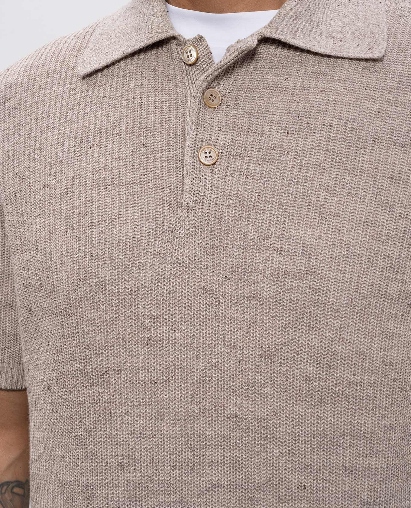 Beige polo with linen Brunello Cucinelli 5