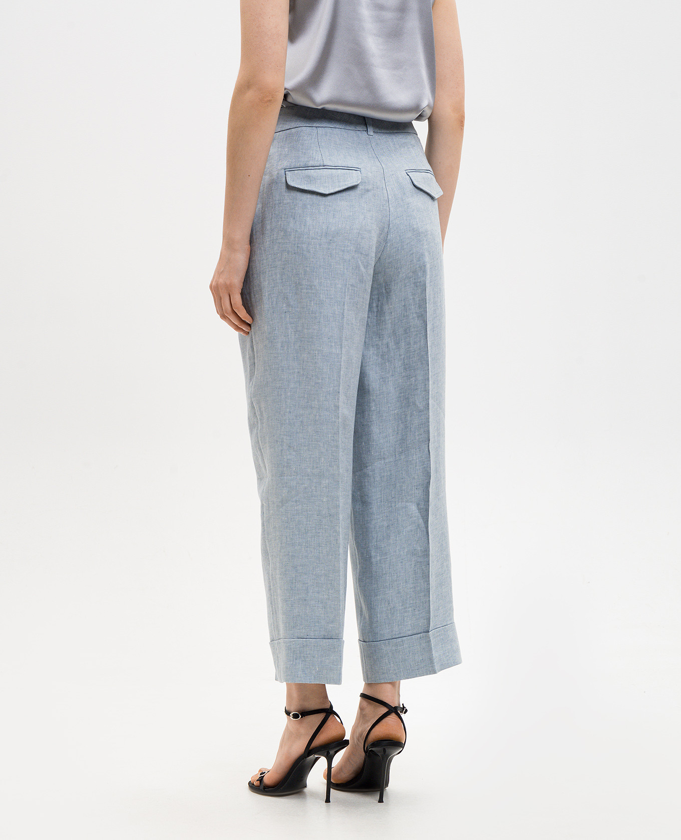 Blue linen trousers with lapels Peserico 4