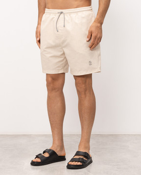 Brunello Cucinelli Yellow swim shorts with embroidered logo MR847043P