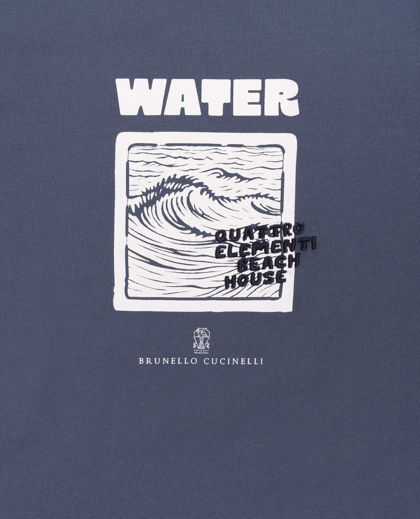 Children's blue T-shirt with Water print Brunello Cucinelli 3