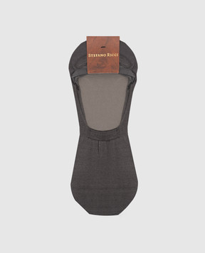 Stefano Ricci Grey footprint socks with logo print MHE34U3006MHE34U