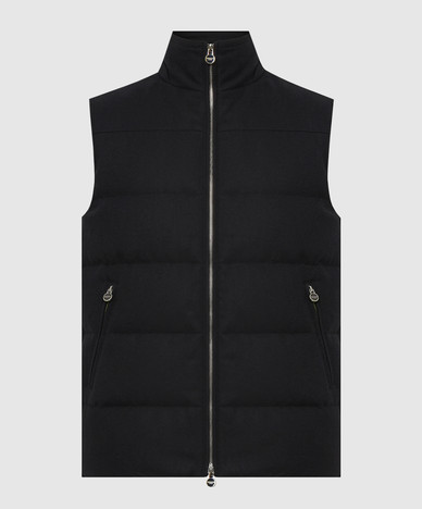 Black wool down vest