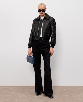 Bottega Veneta Black flared jeans with logo patch 864997V69O0