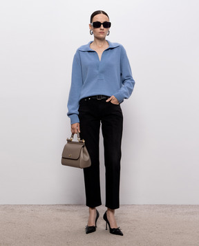 Victoria Beckham Genevieve blue wool and cashmere pullover 1326KJU007475A