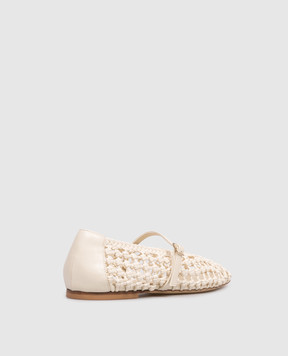 Babe Pay Pls Ivory leather ballet flats with weaving BALETY