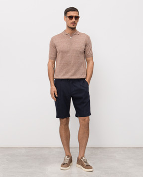 Stefano Ricci Blue linen and wool shorts with metal logo M1T6100300WL003L