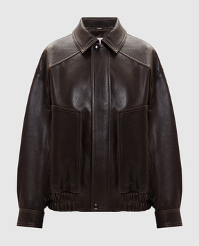 Babe Pay Pls Brown leather jacket with drape 2533AMAZON