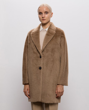 Peserico Brown alpaca wool coat S2015708434