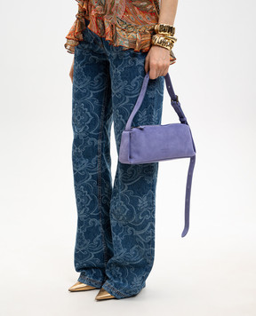 Christian Villa Purple suede bag with embossed logo 06449