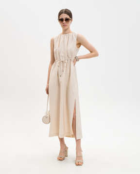 Peserico Beige midi dress with linen S0223905435