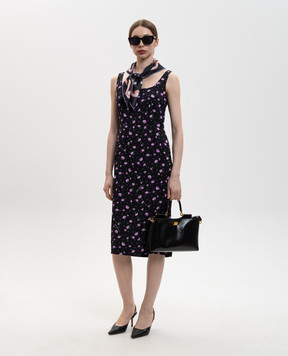 Dolce&Gabbana Black midi dress with silk in floral print F6F4ZTFSA8M