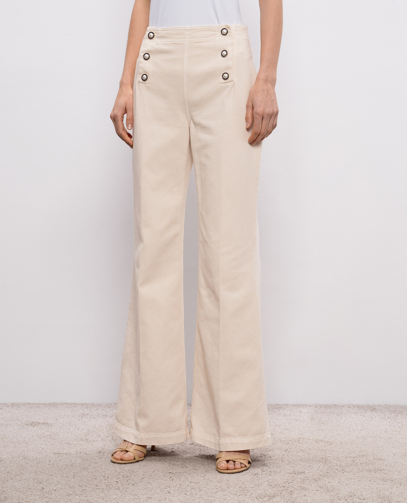Beige flared jeans with logo patch Twinset 3