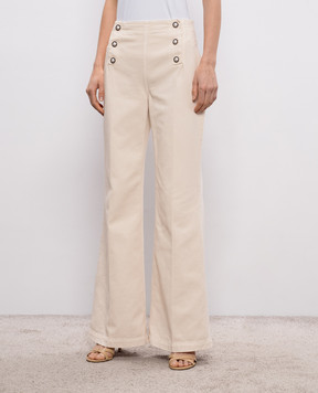Twinset Beige flared jeans with logo patch 261TP211A