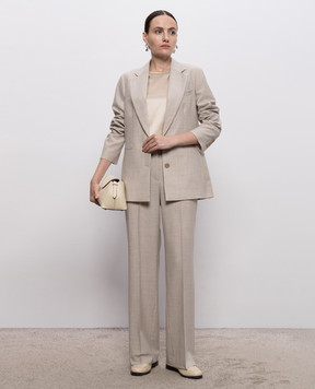 Peserico Beige wool jacket with lurex and monil chain A0170206413