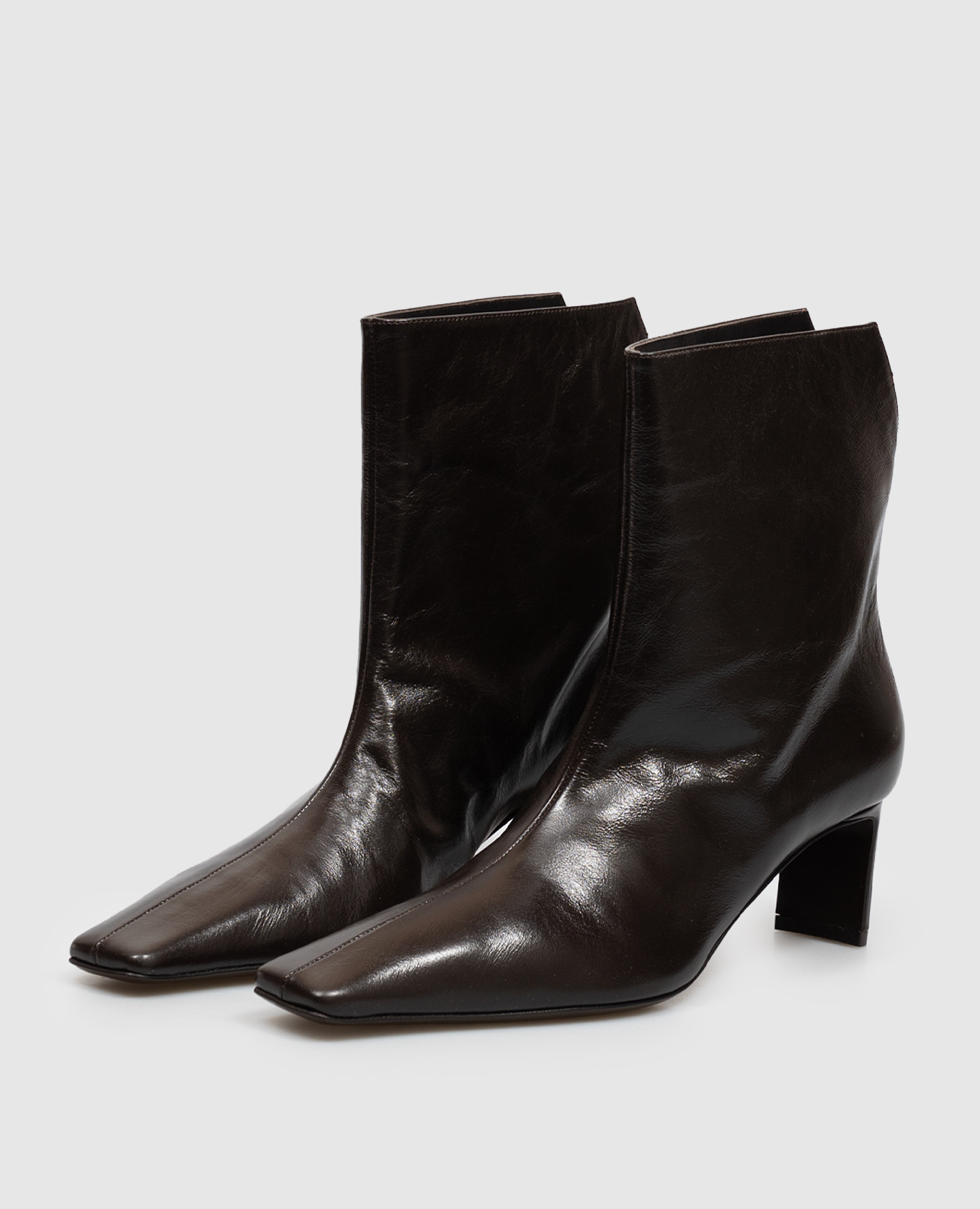 Brown leather glossy ankle boots Ona Khaite 2
