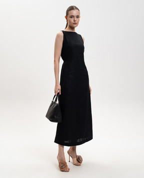 Faithfull Taylor black linen midi dress FFC06BLK