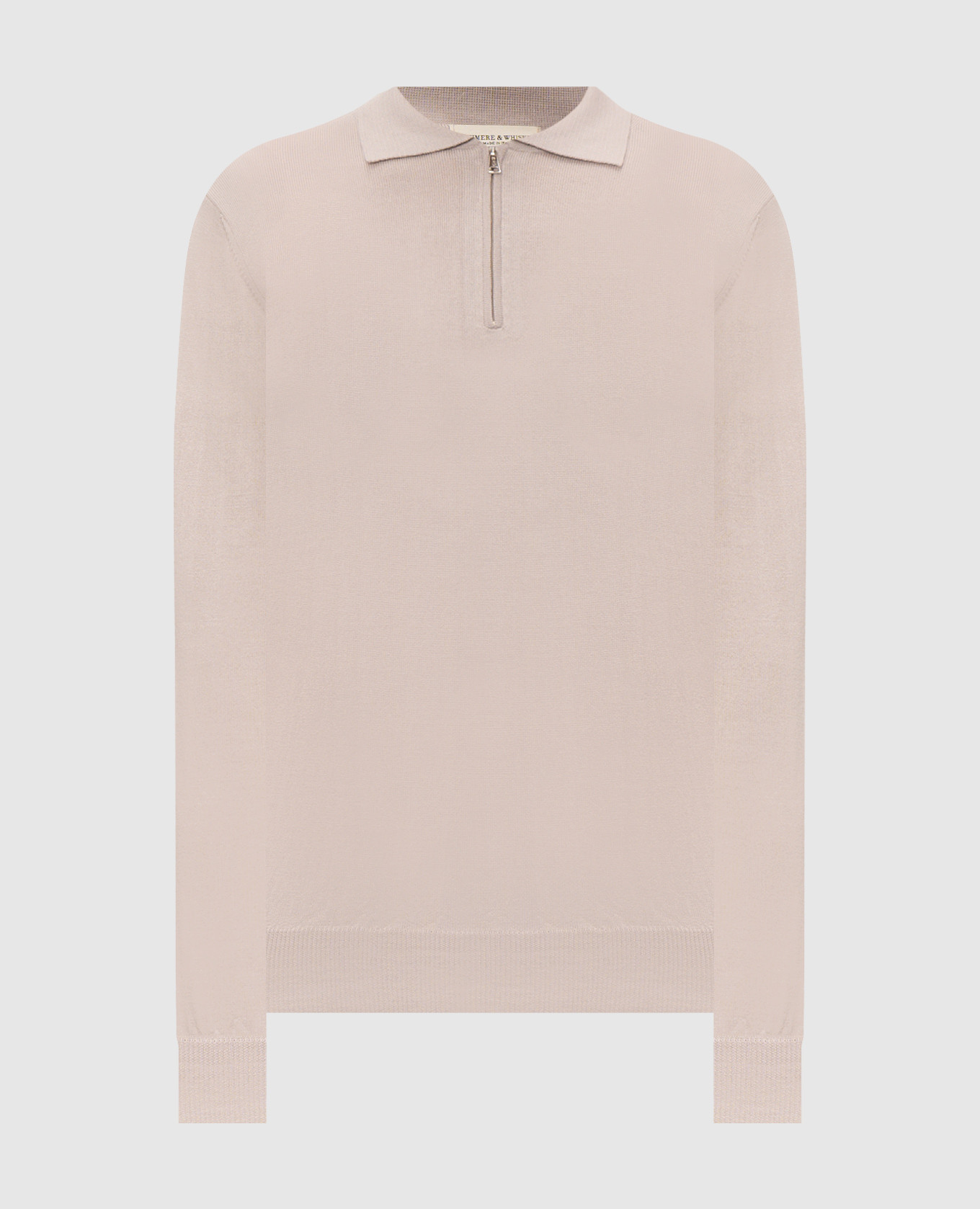 Beige wool, silk and cashmere polo shirt