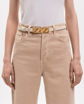 Off-White Beige leather belt OWRB13ES26LEA001