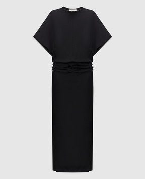 The Row Black Delyra dress with drapery 10973K486