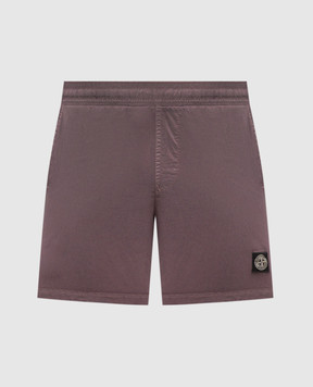 Stone Island Brown swim shorts with logo patch L1S15B100004S0043