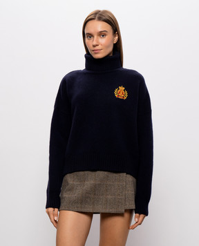 Sporty & Rich Navy NY Crest wool sweater WS06485243BL106