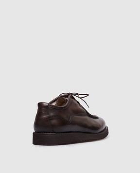 Pantanetti Brown leather derby shoes with fur trim 20075MM