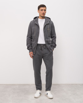 Dolce&Gabbana Grey melange joggers with logo patch GP07TZG7PZT
