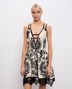 Maurizio Beige printed silk mini dress MZS6W06010381