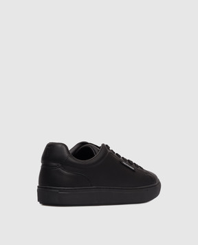 Trussardi Black leather sneakers with logo patch N029S001055NMNS01L71