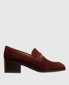 Doucal's Brown suede shoes with a monil chain DD8928CELYUF252