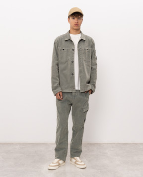 C.P. Company Green corduroy pants with logo patch MPA108A006410O