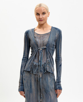 Masnada Blue blouse with silk 8091