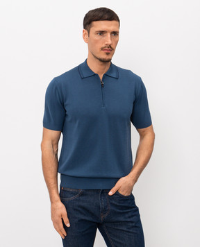 Canali Blue polo with zipper MK02460C1165